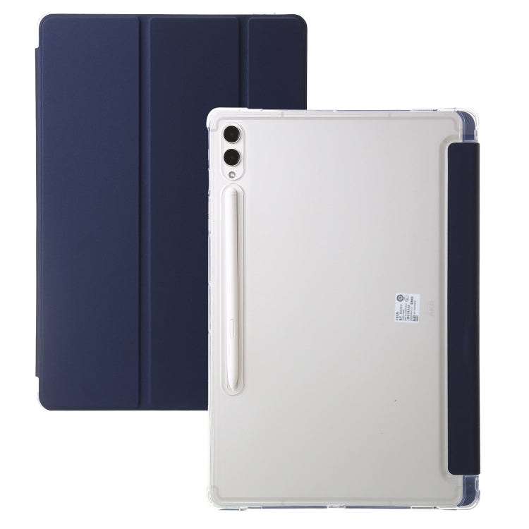 For Samsung Galaxy Tab S9 Ultra/S8 Ultra 3-Fold Clear Acrylic Leather Tablet Case(Dark Blue) - Galaxy Tab S9 Ultra Cases by PMC Jewellery | Online Shopping South Africa | PMC Jewellery | Buy Now Pay Later Mobicred