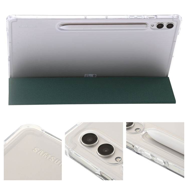 For Samsung Galaxy Tab S9 Ultra/S8 Ultra 3-Fold Clear Acrylic Leather Tablet Case(Deep Green) - Galaxy Tab S9 Ultra Cases by PMC Jewellery | Online Shopping South Africa | PMC Jewellery | Buy Now Pay Later Mobicred