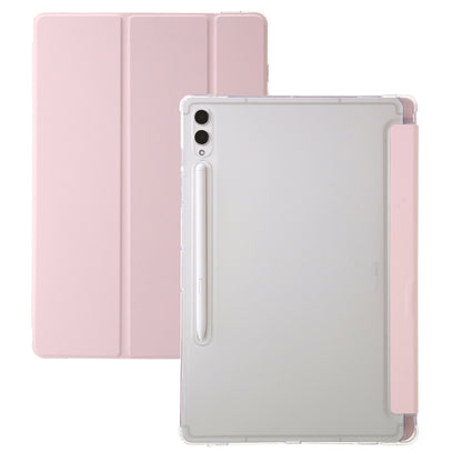 For Samsung Galaxy Tab S10 Ultra 3-Fold Clear Acrylic Leather Tablet Case(Pink) - Tab S10 Ultra Cases by PMC Jewellery | Online Shopping South Africa | PMC Jewellery | Buy Now Pay Later Mobicred