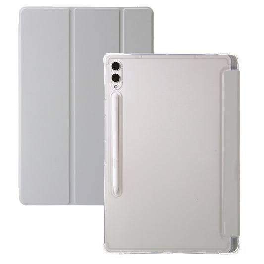 For Samsung Galaxy Tab S10 Ultra 3-Fold Clear Acrylic Leather Tablet Case(Grey) - Tab S10 Ultra Cases by PMC Jewellery | Online Shopping South Africa | PMC Jewellery | Buy Now Pay Later Mobicred