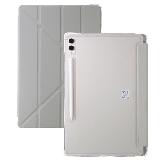 For Samsung Galaxy Tab S9 Clear Acrylic Deformation Leather Tablet Case(Grey) - Galaxy Tab S9 Cases by PMC Jewellery | Online Shopping South Africa | PMC Jewellery | Buy Now Pay Later Mobicred