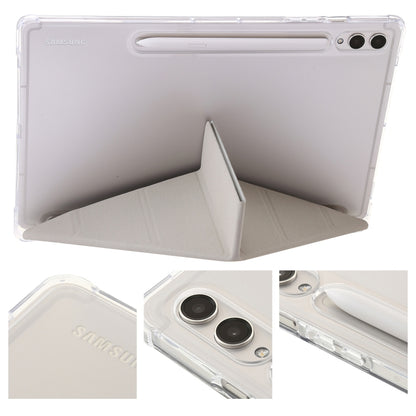 For Samsung Galaxy Tab S9 Clear Acrylic Deformation Leather Tablet Case(Grey) - Galaxy Tab S9 Cases by PMC Jewellery | Online Shopping South Africa | PMC Jewellery | Buy Now Pay Later Mobicred