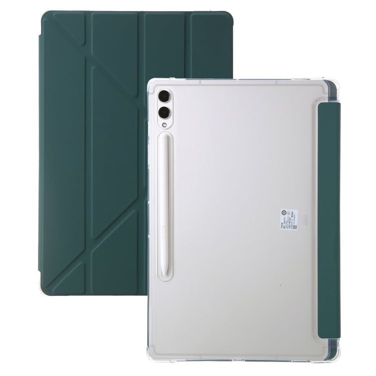 For Samsung Galaxy Tab S10+ / S9+ Clear Acrylic Deformation Leather Tablet Case(Deep Green) - Tab S10+ Cases by PMC Jewellery | Online Shopping South Africa | PMC Jewellery | Buy Now Pay Later Mobicred