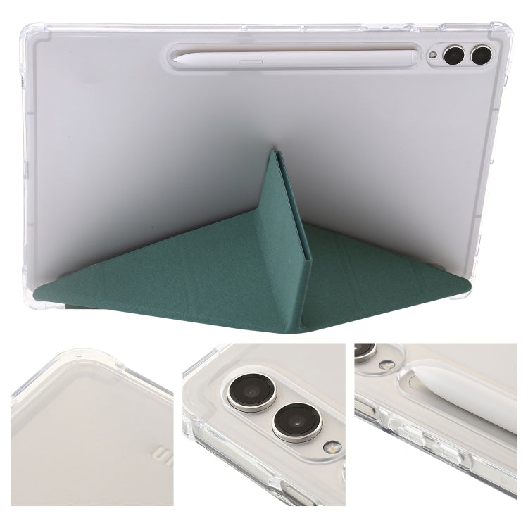 For Samsung Galaxy Tab S9 FE Clear Acrylic Deformation Leather Tablet Case(Deep Green) - Galaxy Tab S9 FE by PMC Jewellery | Online Shopping South Africa | PMC Jewellery | Buy Now Pay Later Mobicred