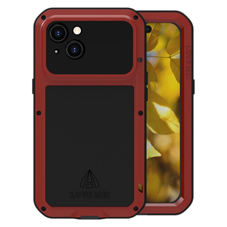 For iPhone 15 LOVE MEI Metal Shockproof Life Waterproof Dustproof Phone Case(Red) - iPhone 15 Cases by LOVE MEI | Online Shopping South Africa | PMC Jewellery