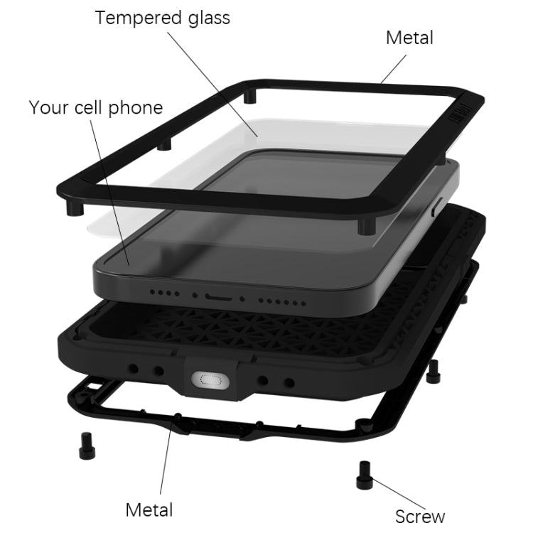For iPhone 15 LOVE MEI Metal Shockproof Life Waterproof Dustproof Phone Case(Red) - iPhone 15 Cases by LOVE MEI | Online Shopping South Africa | PMC TechLife | Buy Now Pay Later Mobicred