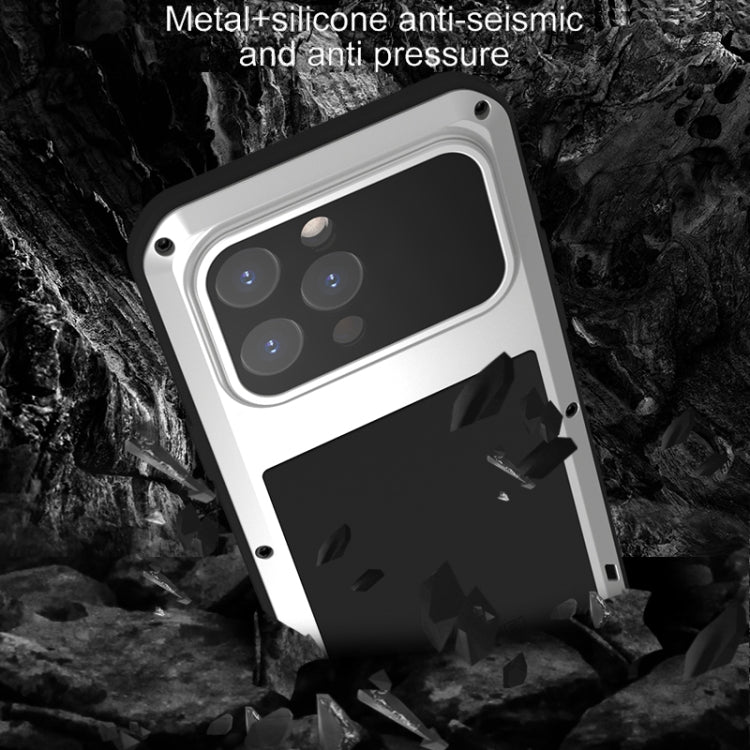 For iPhone 15 Pro Max LOVE MEI Metal Shockproof Life Waterproof Dustproof Phone Case(Black) - iPhone 15 Pro Max Cases by LOVE MEI | Online Shopping South Africa | PMC TechLife | Buy Now Pay Later Mobicred