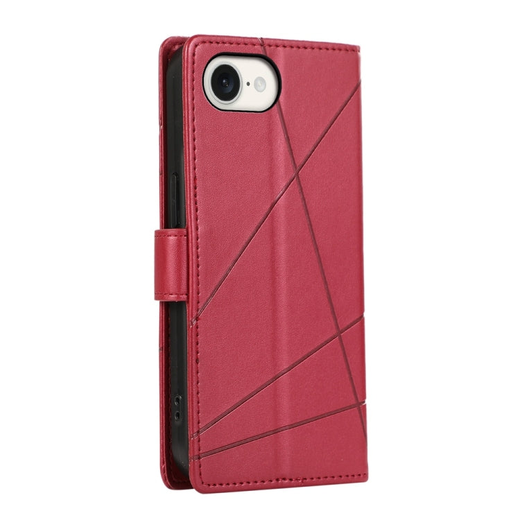 For iPhone 16e PU Genuine Leather Texture Embossed Line Phone Case(Red) - iPhone 16e Cases by PMC TechLife | Online Shopping South Africa | PMC TechLife | Buy Now Pay Later Mobicred