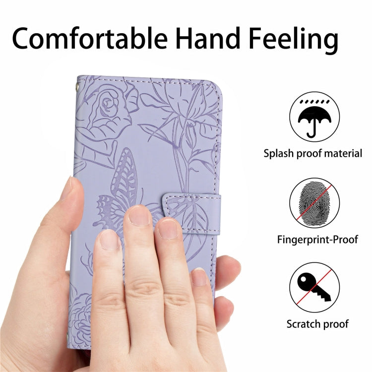 For Google Pixel 9 Pro Skin Feel Butterfly Embossed Flip Leather Phone Case(Purple) - Google Cases by PMC TechLife | Online Shopping South Africa | PMC TechLife | Buy Now Pay Later Mobicred