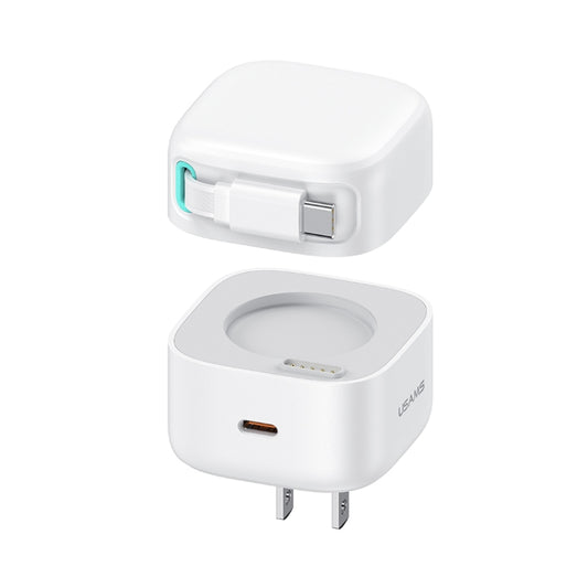 USAMS US-CC203 SMF Series PD35W Dual Type-C Port GaN Fast Charger, US Plug(White) - USB Charger by USAMS | Online Shopping South Africa | PMC Jewellery | Buy Now Pay Later Mobicred