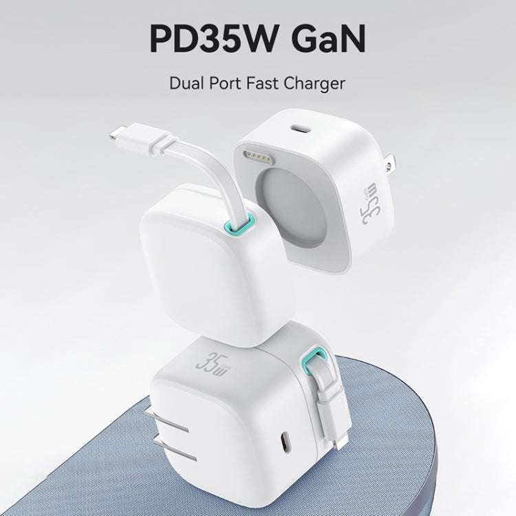 USAMS US-CC210 SMF Series PD35W 8 Pin + Type-C Dual Port GaN Fast Charger, US Plug(White) - free shipping - PMC Jewellery - Order now!