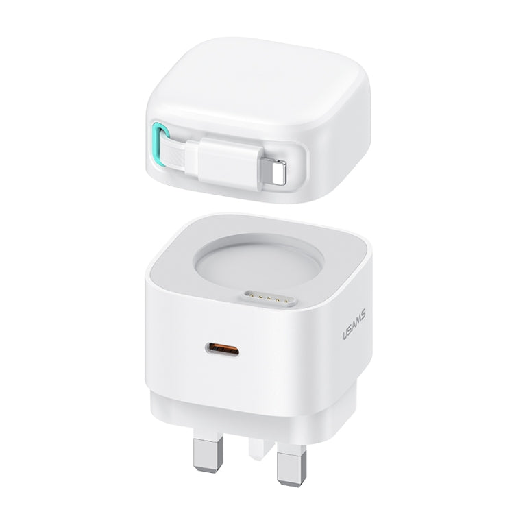 USAMS US-CC211 SMF Series PD35W 8 Pin + Type-C Dual Port GaN Fast Charger, UK Plug(White) - free shipping - PMC Jewellery - Order now!