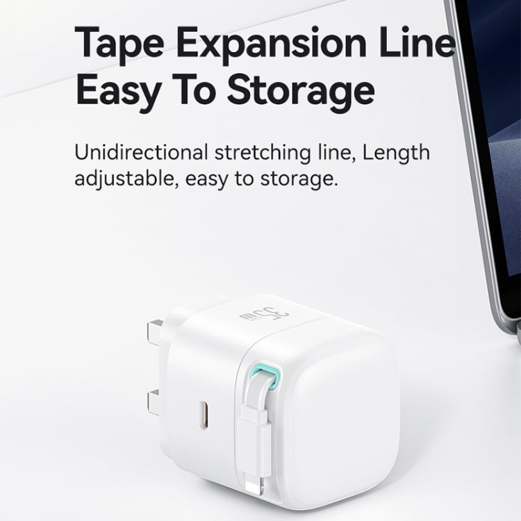 USAMS US-CC211 SMF Series PD35W 8 Pin + Type-C Dual Port GaN Fast Charger, UK Plug(White) - free shipping - PMC Jewellery - Order now!