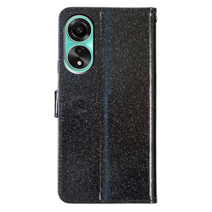 For OPPO A38 4G Glitter Powder Flip Leather Phone Case(Black) - A38 Cases by PMC Jewellery | Online Shopping South Africa | PMC Jewellery | Buy Now Pay Later Mobicred
