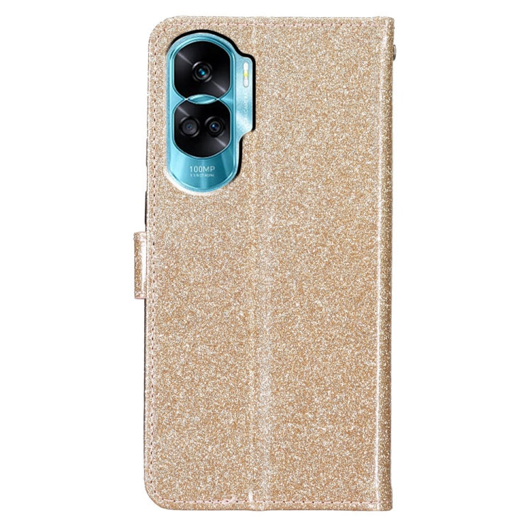 For Honor 90 Lite Glitter Powder Flip Leather Phone Case(Gold) - Honor Cases by PMC Jewellery | Online Shopping South Africa | PMC Jewellery | Buy Now Pay Later Mobicred