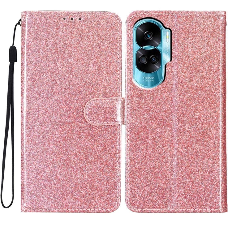 For Honor 90 Lite Glitter Powder Flip Leather Phone Case(Rose Gold) - Honor Cases by PMC TechLife | Online Shopping South Africa | PMC TechLife