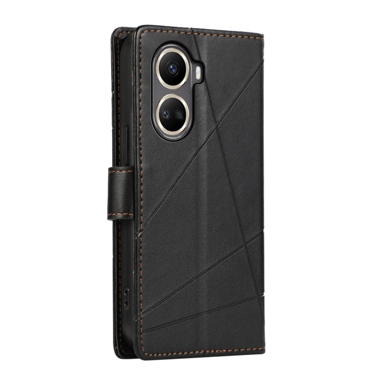 For Huawei nova 10 SE PU Genuine Leather Texture Embossed Line Phone Case(Black) - Huawei Cases by PMC TechLife | Online Shopping South Africa | PMC TechLife