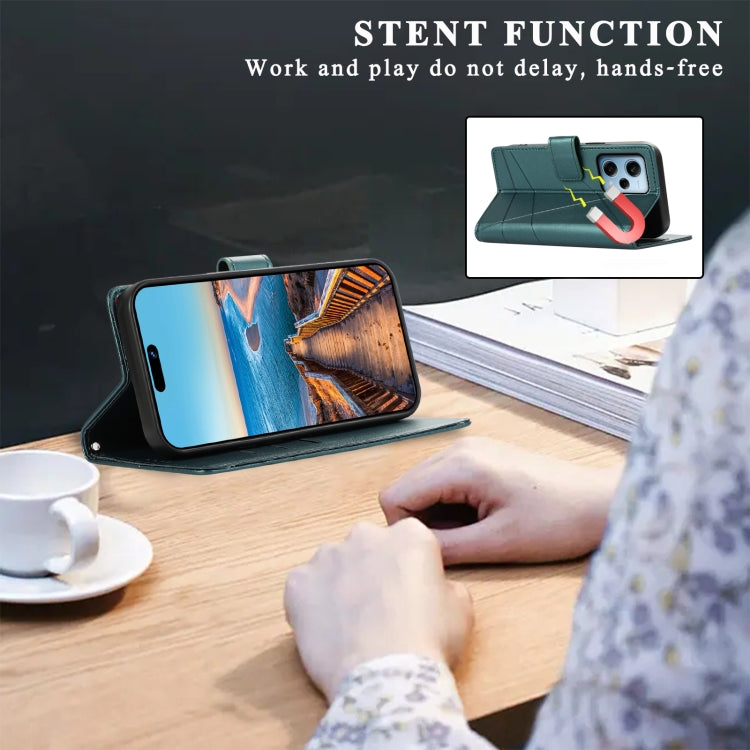 For Xiaomi Redmi Note 12 Pro 5G Global PU Genuine Leather Texture Embossed Line Phone Case(Green) - Xiaomi Cases by PMC TechLife | Online Shopping South Africa | PMC TechLife | Buy Now Pay Later Mobicred
