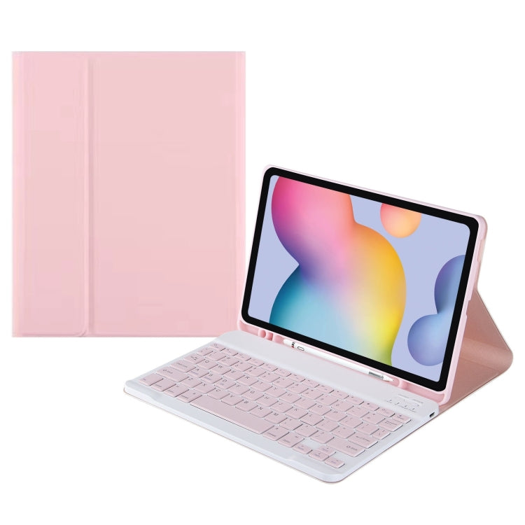 For Samsung Galaxy Tab S9 FE+ Square Cap Bluetooth Keyboard Leather Case with Pen Slot(Pink) - Samsung Keyboard by PMC TechLife | Online Shopping South Africa | PMC TechLife