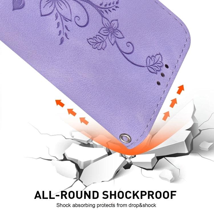 For Honor Magic6 Pro Lily Embossed Leather Phone Case(Purple) - Honor Cases by PMC Jewellery | Online Shopping South Africa | PMC Jewellery | Buy Now Pay Later Mobicred