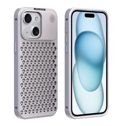 For iPhone 15 Plus R-JUST RJ58 Aromatherapy Metal Cooling Phone Case(Silver) - iPhone 15 Plus Cases by R-JUST | Online Shopping South Africa | PMC Jewellery