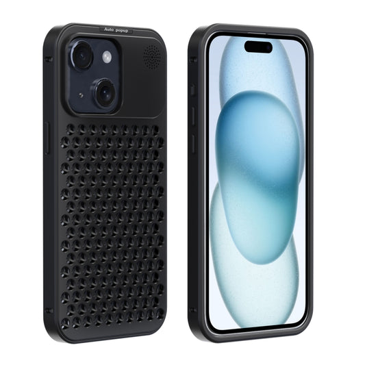 For iPhone 15 R-JUST RJ58 Aromatherapy Metal Cooling Phone Case(Black) - iPhone 15 Cases by R-JUST | Online Shopping South Africa | PMC Jewellery