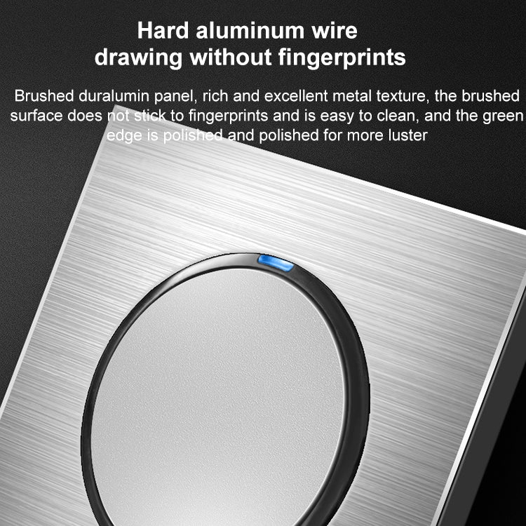 86mm Gray Aluminum Wire Drawing LED Switch Panel, Style:Two Open Dual Control - Switch by PMC Jewellery | Online Shopping South Africa | PMC Jewellery | Buy Now Pay Later Mobicred