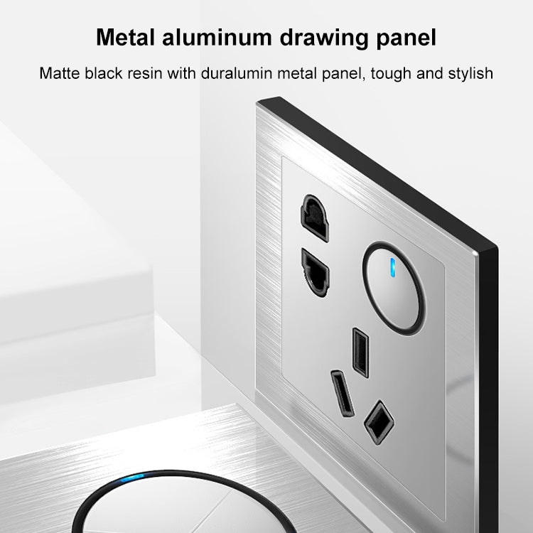 86mm Gray Aluminum Wire Drawing LED Switch Panel, Style:Telephone Socket - Switch by PMC TechLife | Online Shopping South Africa | PMC TechLife | Buy Now Pay Later Mobicred