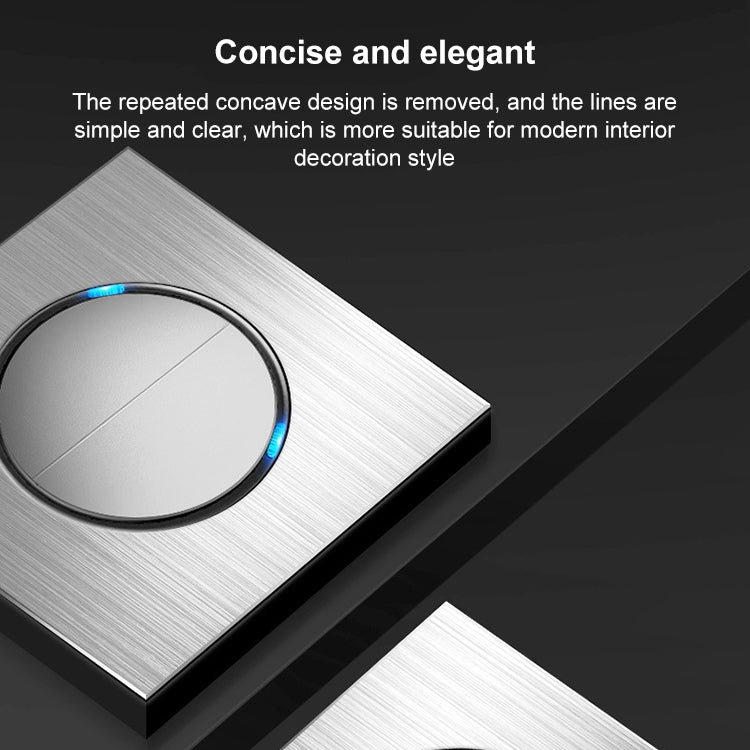 86mm Gray Aluminum Wire Drawing LED Switch Panel, Style:Five-hole USB Socket - free shipping - PMC Jewellery - Order now!