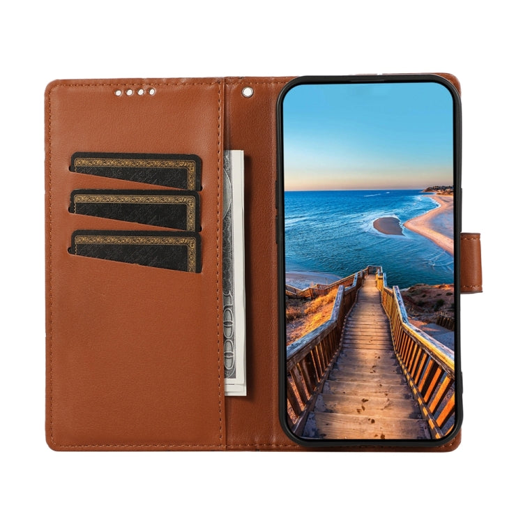 For Google Pixel 9 Pro PU Genuine Leather Texture Embossed Line Phone Case(Brown) - Google Cases by PMC Jewellery | Online Shopping South Africa | PMC Jewellery | Buy Now Pay Later Mobicred