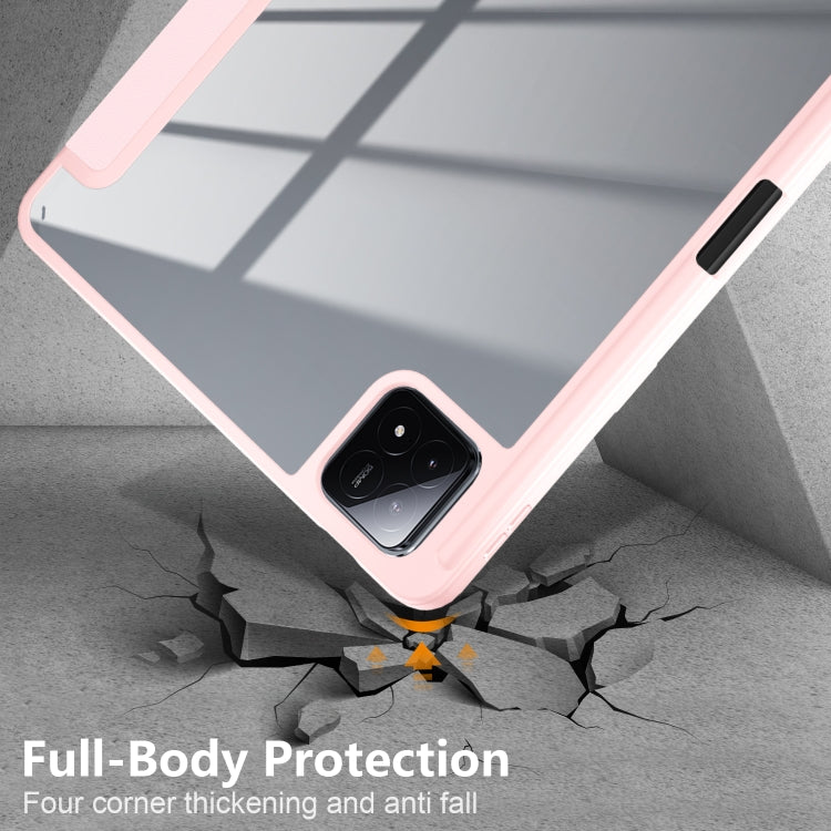 For Xiaomi Pad 6S Pro 12.4 Acrylic 3-Fold Solid Color Smart Leather Tablet Case(Pink) - More Tablet Cases by PMC Jewellery | Online Shopping South Africa | PMC Jewellery | Buy Now Pay Later Mobicred