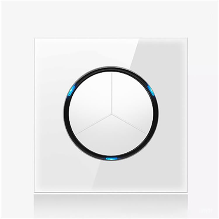 86mm Round LED Tempered Glass Switch Panel, White Round Glass, Style:Three Billing Control - Switch by PMC Jewellery | Online Shopping South Africa | PMC Jewellery | Buy Now Pay Later Mobicred