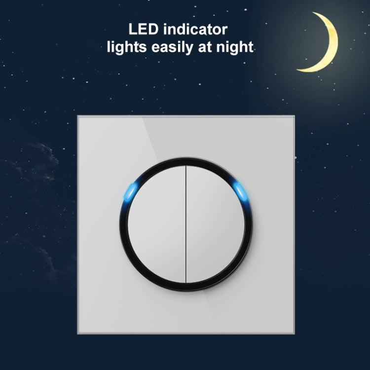 86mm Round LED Tempered Glass Switch Panel, White Round Glass, Style:Four Open Dual Control - Switch by PMC Jewellery | Online Shopping South Africa | PMC Jewellery | Buy Now Pay Later Mobicred