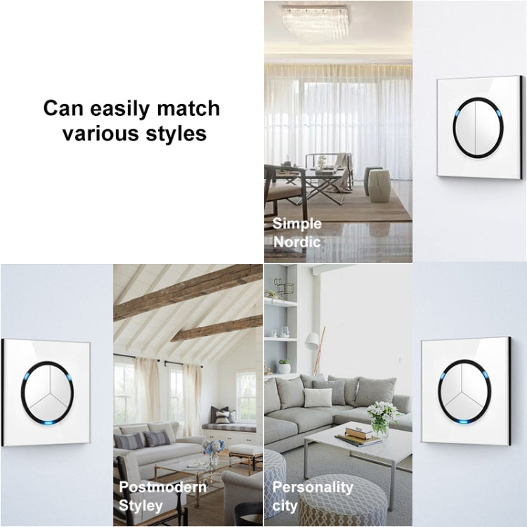 86mm Round LED Tempered Glass Switch Panel, White Round Glass, Style:Telephone-Computer Socket - Switch by PMC Jewellery | Online Shopping South Africa | PMC Jewellery | Buy Now Pay Later Mobicred