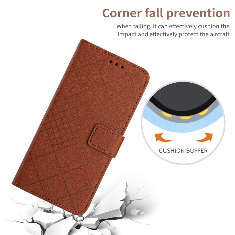 For Honor X9b Rhombic Grid Texture Leather Phone Case(Brown) - Honor Cases by PMC TechLife | Online Shopping South Africa | PMC TechLife | Buy Now Pay Later Mobicred