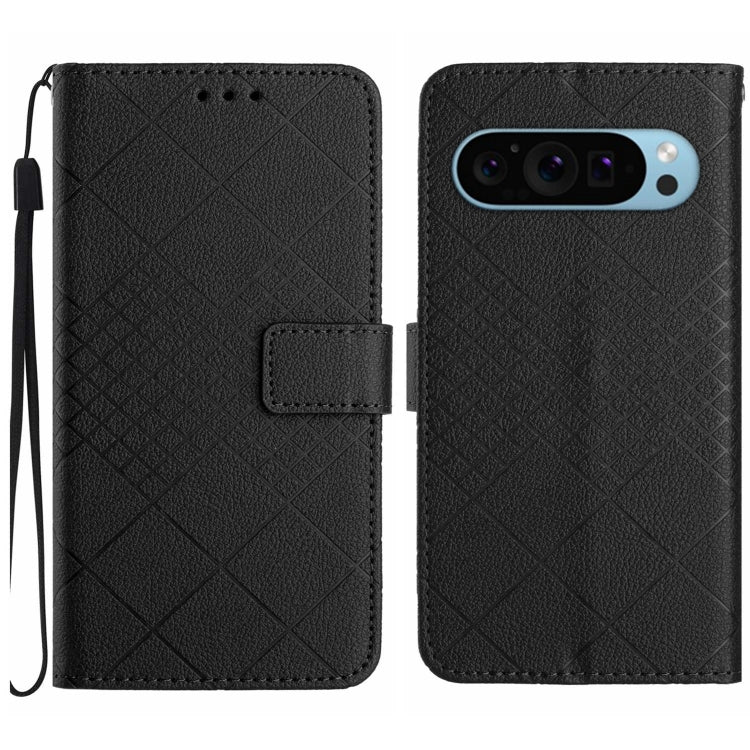 For Google Pixel 9 Pro Rhombic Grid Texture Leather Phone Case(Black) - Google Cases by PMC Jewellery | Online Shopping South Africa | PMC Jewellery | Buy Now Pay Later Mobicred