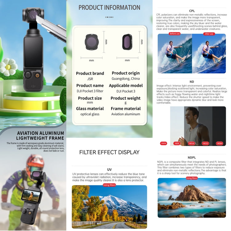 For DJI OSMO Pocket 3 JSR CB Series Camera Lens Filter, Filter:STAR - Lens Accessories by JSR | Online Shopping South Africa | PMC TechLife | Buy Now Pay Later Mobicred