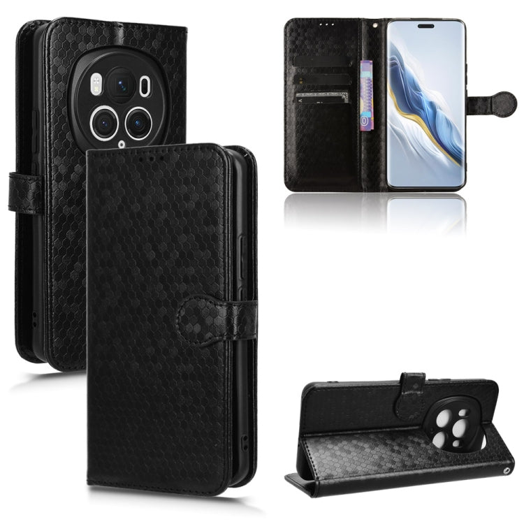 For Honor Magic6 Pro Honeycomb Dot Texture Leather Phone Case(Black) - Honor Cases by PMC Jewellery | Online Shopping South Africa | PMC Jewellery | Buy Now Pay Later Mobicred