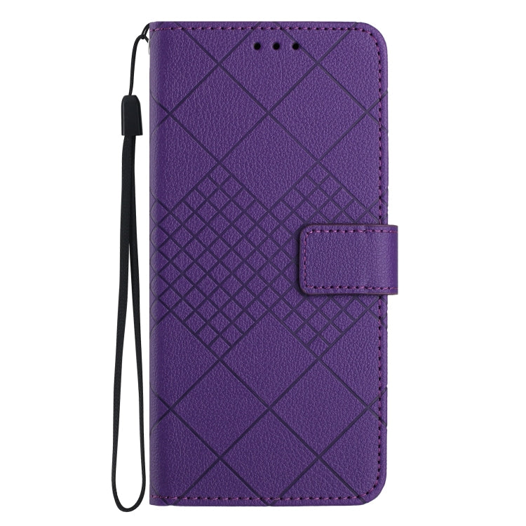 For vivo Y03 4G Rhombic Grid Texture Leather Phone Case(Purple) - vivo Cases by PMC Jewellery | Online Shopping South Africa | PMC Jewellery | Buy Now Pay Later Mobicred