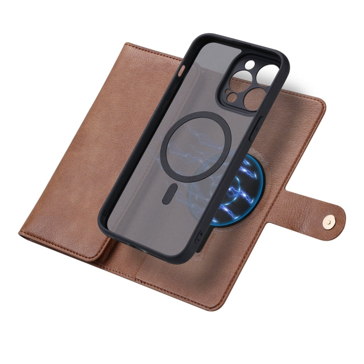 For iPhone 13 Pro ViLi GV Series MagSafe Magnetic Zipper Leather Phone Case(Brown) - free shipping - PMC Jewellery - Order now!