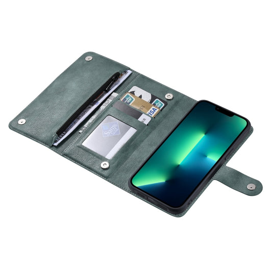 For iPhone 13 Pro Max ViLi GV Series MagSafe Magnetic Zipper Leather Phone Case(Green) - iPhone 13 Pro Max Cases by ViLi | Online Shopping South Africa | PMC Jewellery | Buy Now Pay Later Mobicred