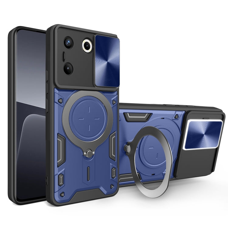 For Tecno Camon 20 Pro 5G CD Texture Sliding Camshield Magnetic Holder Phone Case(Blue) - Tecno Cases by PMC TechLife | Online Shopping South Africa | PMC TechLife | Buy Now Pay Later Mobicred
