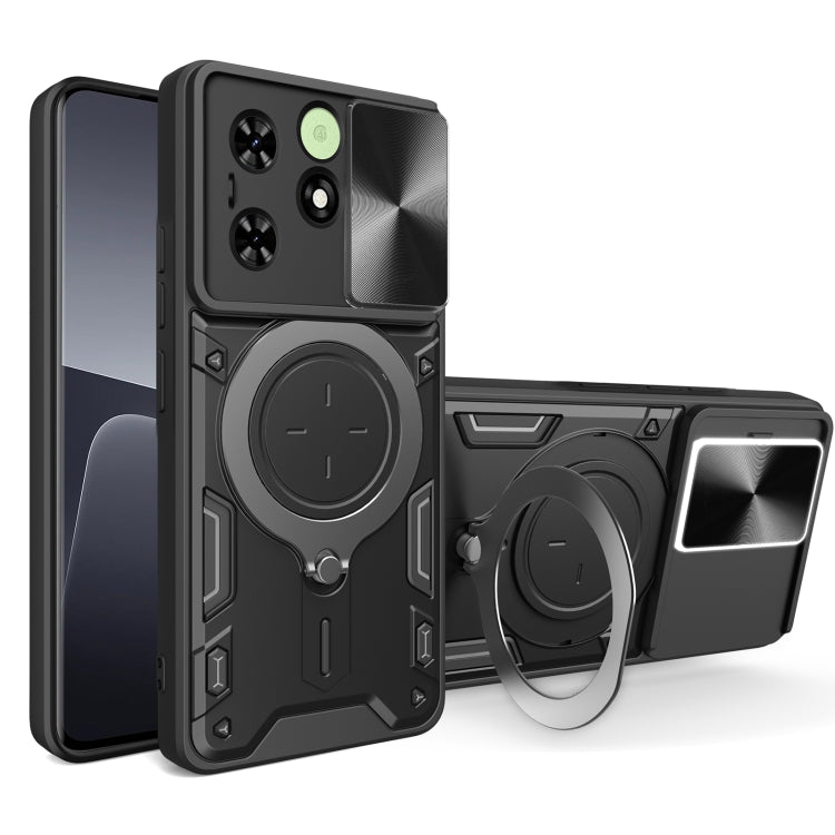 For Tecno Spark Go 2024/Spark 20 CD Texture Sliding Camshield Magnetic Holder Phone Case(Black) - Tecno Cases by PMC TechLife | Online Shopping South Africa | PMC TechLife | Buy Now Pay Later Mobicred
