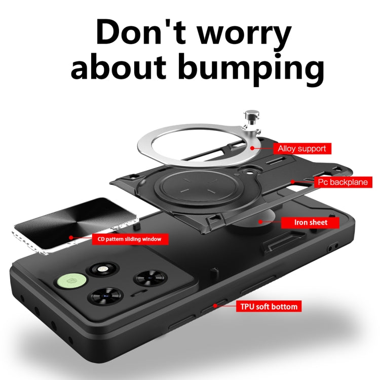 For Tecno Spark Go 2024/Spark 20 CD Texture Sliding Camshield Magnetic Holder Phone Case(Black) - Tecno Cases by PMC TechLife | Online Shopping South Africa | PMC TechLife | Buy Now Pay Later Mobicred