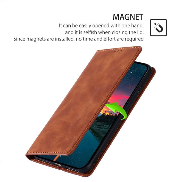 For Honor Magic6 Pro Skin Feel Magnetic Leather Phone Case(Light Brown) - Honor Cases by PMC Jewellery | Online Shopping South Africa | PMC Jewellery | Buy Now Pay Later Mobicred