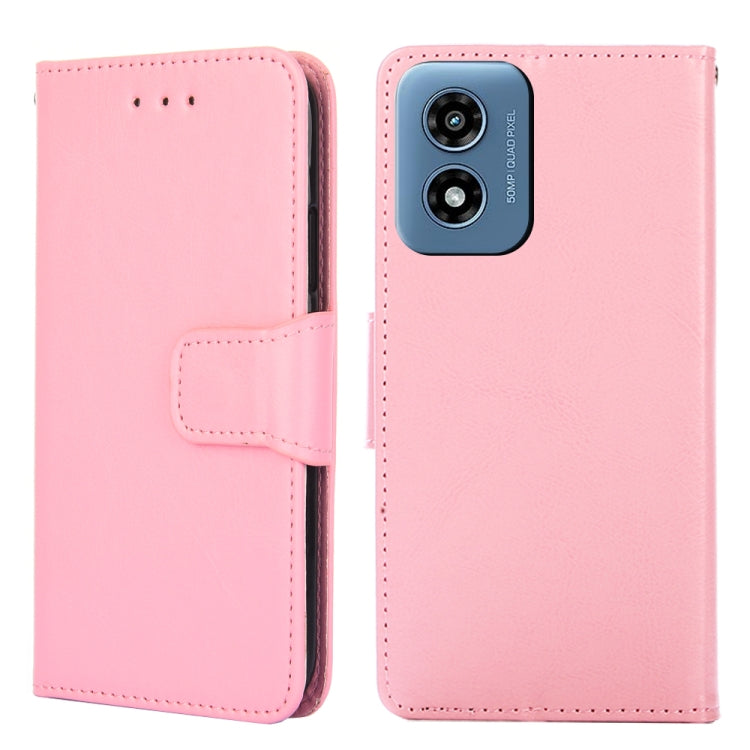 For Motorola Moto G Play 4G 2024 Crystal Texture Leather Phone Case(Pink) - Motorola Cases by PMC Jewellery | Online Shopping South Africa | PMC Jewellery | Buy Now Pay Later Mobicred