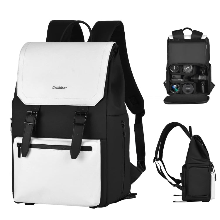 Cwatcun D79 Camera Backpack Multi-Functional Camera  Dual Shoulders Bag, Size:40.5 x 28 x 17.5cm Small(Black White) - free shipping - PMC TechLife - Order now!