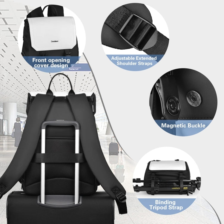 Cwatcun D79 Camera Backpack Multi-Functional Camera  Dual Shoulders Bag, Size:40.5 x 28 x 17.5cm Small(Black White) - free shipping - PMC TechLife - Order now!