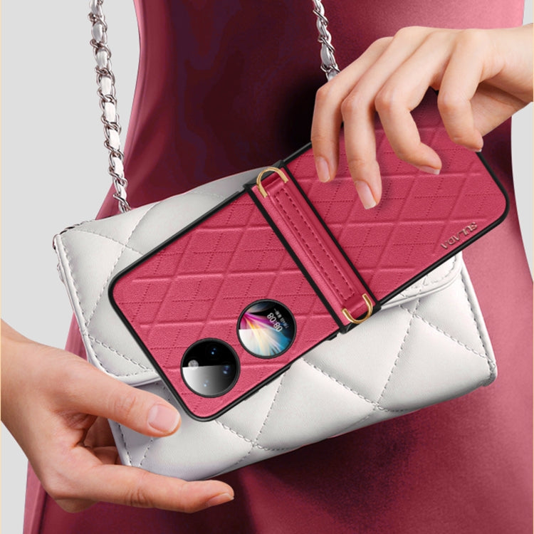 For Huawei P50 Pocket SULADA Elegant Rhombic Texture Folding Phone Case with Lanyard(White) - free shipping - PMC TechLife - Order now!