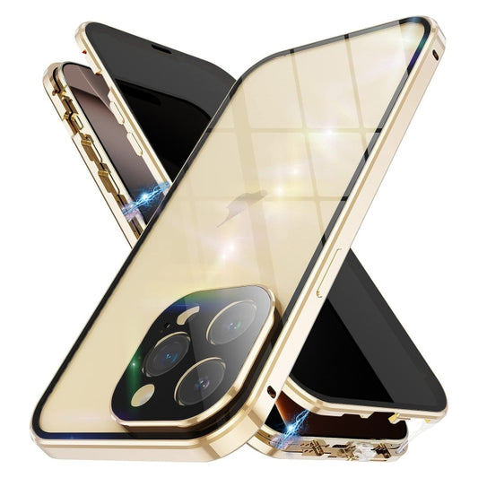 For iPhone 16 Pro Anti-peeping Magnetic Double-sided Tempered Glass Phone Case(Gold) - iPhone 16 Pro Cases by PMC Jewellery | Online Shopping South Africa | PMC Jewellery | Buy Now Pay Later Mobicred